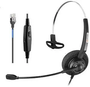 Phones Headset RJ9 with Pro Noise Canceling Mic and Mute Switch Wired Office Headset Compatible with Polycom Mitel Plantronic Avaya Landline Phones