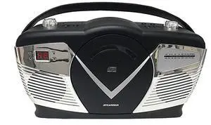Portable Cd Boombox with AmFM Radio Retro Style Black