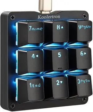 One Handed Macro Mechanical Keyboard Blue LED Backlit Portable Mini One-Handed Mechanical Gaming Keypad OSU! Keyboard 9 Fully Programmable Keys Black/Blue Switches/Blue LED