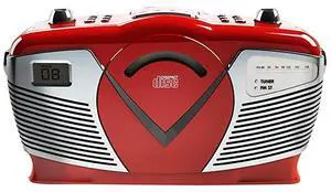Portable Cd Boombox with AmFM Radio Retro Style Red