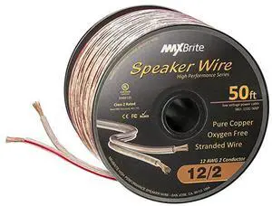 FOR-Performance 12 Gauge Speaker Wire Oxygen Free Pure Copper UL Listed Class 2 50 Feet Spool