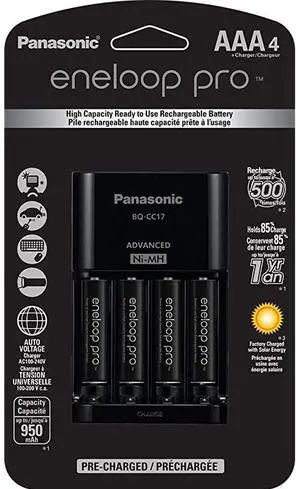 FOR-Panasonic K-KJ17K3A4BA Advanced Battery Charger Pack with 4 AAA  Pro High Capacity Ni-MH Rechargeable Batteries