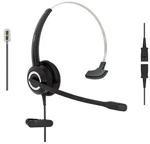 Phone Headset Noise Cancelling Headphones Compatible Grandstream Yealink Snom IP Phone Wide Band Audio Plus 35mm Connector Monaural