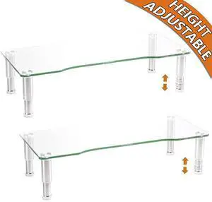 FOR-Pack Computer Monitor Riser with Height Adjustable Multi Media Desktop Stand for Flat Screen LCD LED TV LaptopNotebookXbox OneHD01T01