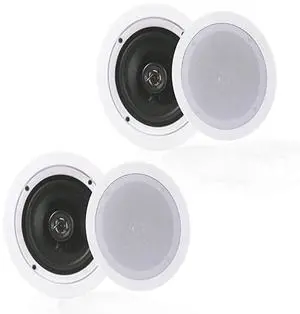 FOR-Pair 525 Flush Mount inWall inCeiling 2Way Home Speaker System Spring Loaded Quick Connections Dual Polyprone Cone Polymer Tweeter Stereo Sound 150 Watts PDIC1651RD