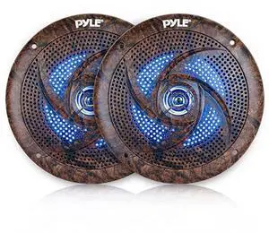 PLMRLE64DK Waterproof Rated Marine LowProfile Slim Speaker Pair with Builtin LED Lights Camo Style 65quot 240 W Pair