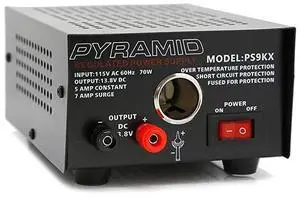 FOR-PS9KX Universal Compact Bench Power Supply5 Amp Linear Regulated Home Lab Benchtop Converter w 138 Volt DC 115V AC 70 Watt Input Screw Type Terminal 12V Car Cigarette Lighter