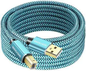 Printer Cable 30FT USB Printer Cord 2.0 Type A Male to B Male Cable Scanner Cord High Speed Compatible with HP Canon Dell Epson Lexmark Xerox Samsung and More (Blue)