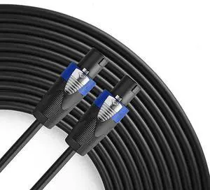 Pro 50 Feet 12AWG Speakon to Speakon Cable Heavy Duty 50ft 12 Gauge Speaker Wire Cord with Twist Lock for Audio Amplifier Single
