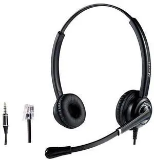 RJ9 Telephone Headset with Noise Cancelling Microphone Jabra Compatible for Avaya PolyCom Nortel Altigen Toshiba Siemens with Extra 35mm Connector