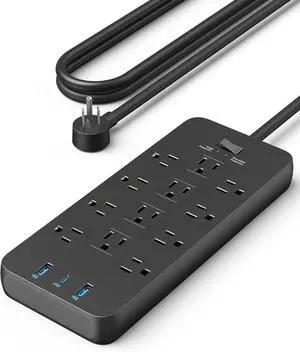 Power Strip Surge Protector (2100J), 12 Outlets with 2 USB A and 1 USB C Port for Multiple Devices, 5ft Extension Cord, 20W Power Delivery Charging for Home, Office, Dorm Essential, TUV Listed