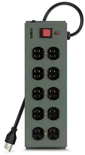 FOR-Power Strip Surge Protector - 10 AC Multiple Outlets, 15 ft Long Heavy Duty Metal Extension Cord with Wall Mount Holes for Home, Office, Travel, Computer Desktop, Laptop & Phone Charging Brick