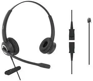 FOR-RJ9 Corded Office HD Voice Headset for MITEL Nortel Meridian Polycom NEC ShoreTel Xblue IP Phones Noise Canceling Binaural