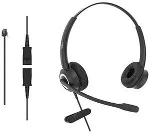 RJ9 Corded Office HD Voice Headset for Aastra Avaya Allworx AltiGen Digium IPitomy IP Phone Noise Canceling Binaural