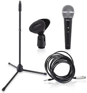 FOR-Professional Handheld Dynamic Microphone Kit Unidirectional Vocal Wired Microphone wCarry Bag Metal Mic Stand HolderClip 164ft XLR Audio Cable to 14 Audio Connection  PDMIC88ST
