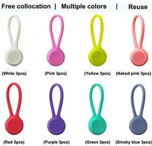Twist Ties with Strong Magnet for Bundling and Organizing Cables,Headphone Cables,USB Charging Cords,Hanging & Holding Keychain,Silicone Cord Winder Magnetic Cable Clips (8 Colors - 24 Pack)