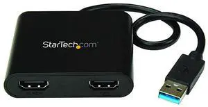 FOR-com USB 30 to Dual HDMI Adapter 4K 30Hz External Video Graphics Card Dual Monitor Display Adapter Supports Windows USB32HD2 Black