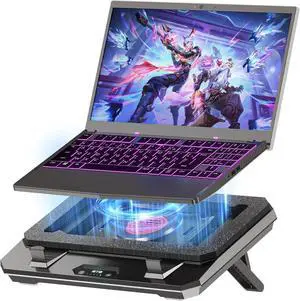 FOR-GT300 Upgraded Laptop Cooling Pad - Adjustable Stand, Turbo Boosted for 10-17inch Gaming Laptops, Flexible Sealing Ring, Air Filtration & USB Hub