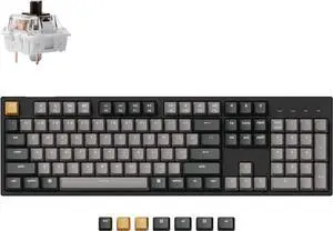 FOR-Full-Size Wired Custom Mechanical Keyboard (Black, 445x140x38mm)  QMK/VIA Programmable, White Backlit, PBT Keycaps, Super Brown Switch
