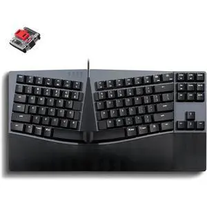 FOR-Wired Ergonomic Mechanical Compact Keyboard - Low-Profile Red Linear Switches - Programmable Feature with Macro Keys