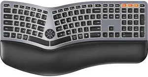 Generic Brand FOR-Bluetooth Ergonomic Full Size Wireless Split Keyboard with Cushioned Wrist Rest