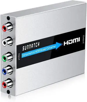 FOR-SUNNATCH Component to HDMI Converter with Scaler Function RGB to HDMI Converter 5RCA YPbPr to HDMI Converter Adapter Component in HDMI Out Converter(1080P Aluminum)