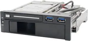 FOR-SY-MRA55006 5.25 Bay Tray Less Mobile Rack for 3.5 and 2.5 Sata III HDD with Extra 2 Port USB 3.0 Black/White