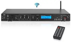FOR-Rack Mount Studio Pre-Amplifier - Audio Receiver System w/Digital LCD Display Bluetooth FM Radio Recording Mode Remote Control USB Flash or SD Card Reader Input and Output Jack - PPRE70BT