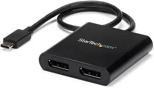 FOR-com 2-Port Multi Monitor Adapter - USB-C to 2x DisplayPort 1.2 Video Splitter - USB Type-C to DP MST Hub - Dual 4K 30Hz or 1080p 60Hz - Thunderbolt 3 Compatible - Windows Only (MSTCDP122DP)