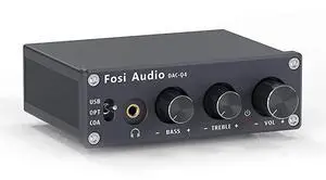 FOR-Q4 Mini Stereo Gaming DAC Headphone Amplifier 24Bit192 KHz USBOpticalCoaxial to RCA AUX DigitaltoAnalog Audio Converter Adapter for HomeDesktop PoweredActive Speakers Black