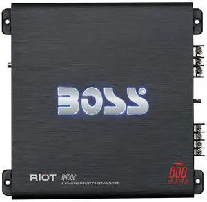 FOR-R4002 Riot 800 Watt 2 Channel 2 4 Ohm Stable Class AB Full Range Bridgeable Mosfet Car Amplifier with Remote Subwoofer Control