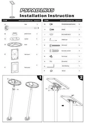 FOR-AntiTheft Tablet Security Stand Kiosk Heavy Duty Aluminum Metal Floor Standing Mount Tablet Case Holder Display w 3780 Inch Pole Height Designed for iPad 2 3 4 Air Tablets  PSPADLK45