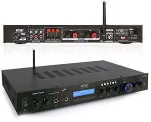 FOR-5 Channel Rack Mount Bluetooth Receiver, Home Theater Amp, Speaker Amplifier, Bluetooth Wireless Streaming, MP3/USB/SD/AUX/FM Radio, 200 Watt, with Digital ID3 LCD Display from - PDA7BU, Black