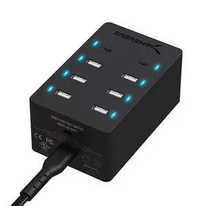 FOR-100 Watt 8Port FamilySized USB Rapid Charger UL Certified Includes 2 PD Power Delivery Ports AXADPD