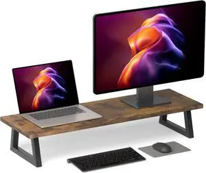 FOR-31.5 inch Dual Monitor Riser for 2 Monitors, for Desk Wood & Steel Desktop Riser Desk Organization Home Office