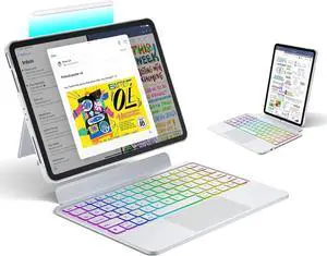 FOR-Case with Detachable Keyboard, Magic Trackpad, 7-Color Backlit Keyboard Case White