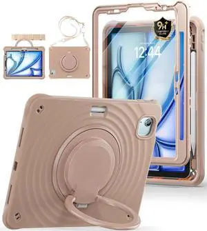 FOR-Case for iPad Air 11-inch M3 (2025) / M2 (2024), iPad Air 5th/4th 10.9 inch(2022/2020), with 360° Rotating Stand, Pencil Holder