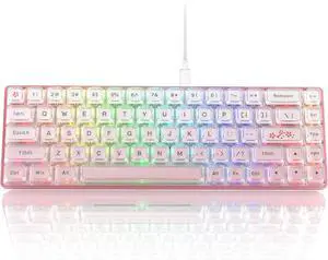 FOR-60% Keyboard Gaming Pink - Wired Creamy Mechanical Keyboard, Hot-Swappable RGB Custom Mini Key Board with Arrow Keys/Software Supported(Pink)