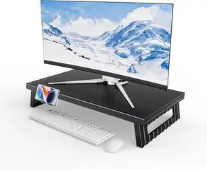 FOR-All-Metal Foldable Monitor Stand with 28cm Wide Desktop,, Headphone & Mic Jack, Detachable Phone Holder, (Basic Version, 530mm)