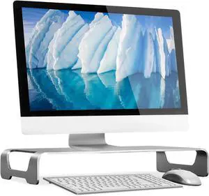 FOR-Aluminum Monitor Stand for iMac -  Metal Monitor Stand Desktop Organizer with Keyboard Storage - Universal Desktop Monitor Riser for PC, iMac, MacBook, Laptop