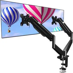 FOR-Dual Monitor Mount Stand-Height Adjustable Gas Spring Monitor Arm Desk Mount for 2 Computer Screens 17 to 32 inches Black