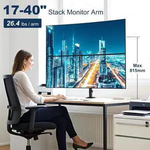 FOR-Dual Monitor Mount for 17 to 40 inches, Holds up to 26.4 lbs, Monitor Desk Arms for 2 Monitors Vertical/Parallel Placement
