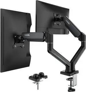 FOR-Dual Monitor Mount for Computer Screen 13-32" and Up to 22 lbs,360° Rotation,+90° to -45° Tilt,180° Swivel,with C Clamp and Grommet Base
