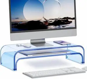 FOR-Dual Monitor Stand Riser 2 Tier, Modular Laptop Stand Detachable Monitor Stand for Office or Home, Blue