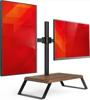 FOR-Dual Monitor Stand Riser for 12-27 Inch Computer Screens, Adjustable Dual Monitor Mount Each Arm Hold up to 22lbs