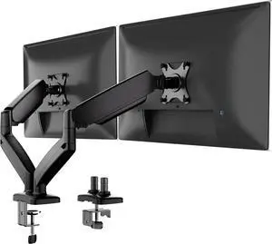 FOR-Full Motion Gas Spring Arms, Fits 13 to 32 Inch Screens, Holds 17.6 lbs per Arm, Dual Monitor Stand, C-Clamp & Grommet Base