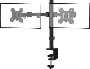FOR-Heavy Duty Adjustable Double Arm Desk Stand for 13-27 Screens, Mount Holds Up to 22lbs with C Clamp/Grommet Base