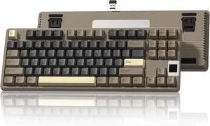 FOR-Keyboard with Multimedia Screen, QMK/VIA Wireless Gaming Keyboard,3-Mode RGB Custom Gasket Hot Swappable for Windows Mac, (Green Brown)