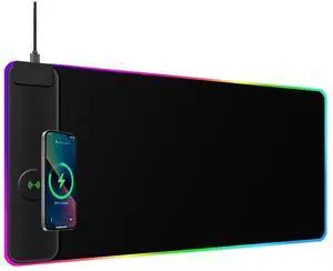 FOR-Magnetic Wireless Charging RGB Mouse Pad, 31.5'' x 11.8'' Large LED Gaming Desk Mat, 24 Light Effects, Non-Slip Rubber Base, Waterproof Ultra FOR-Magnetic Wireless Charging RGB Mouse Pad, 31.5'' x 11.8'' Large LED Gaming Desk Mat, 24 Light Effects, Non-Slip Rubber Base, Waterproof Ultra