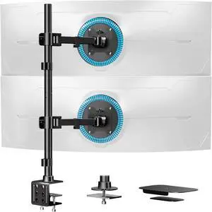 FOR-Vertical Dual Monitor Stand for Two 17-49'' Screens, Holds up to 44 lbs, Stacked Dual Monitor Mount with 31.7'' Long Pole